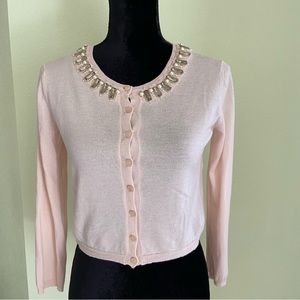 Christian Dior Cashmere Embellished Crystals and Pearls Neck Cardigan
